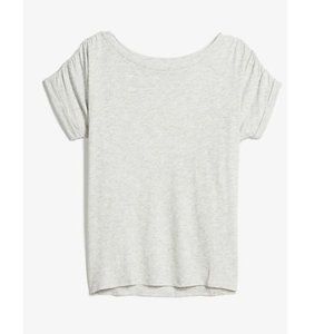 Express Heathered Ruched Sleeve Bateau Neck Tee